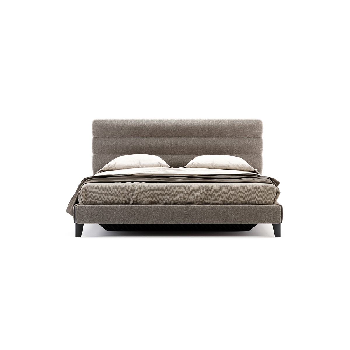 Ύφασμα boucle Columbia Μπεζ (Toffee). Μασίφ Ξύλο Λάκα Μαύρο Ματ (Black Matte Lacquer)
