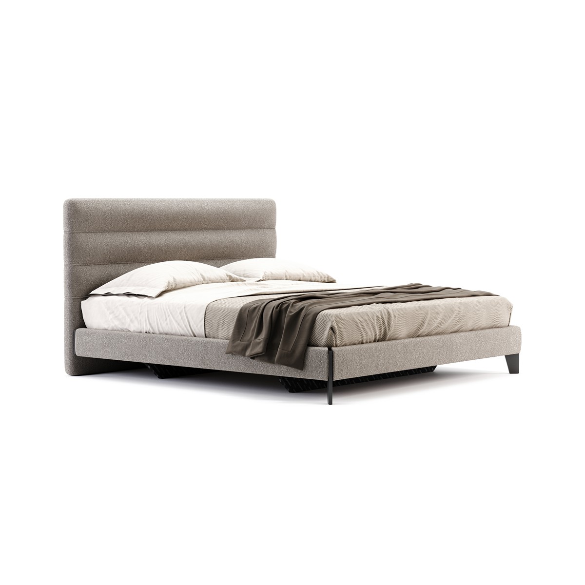 Ύφασμα boucle Columbia Μπεζ (Toffee). Μασίφ Ξύλο Λάκα Μαύρο Ματ (Black Matte Lacquer)