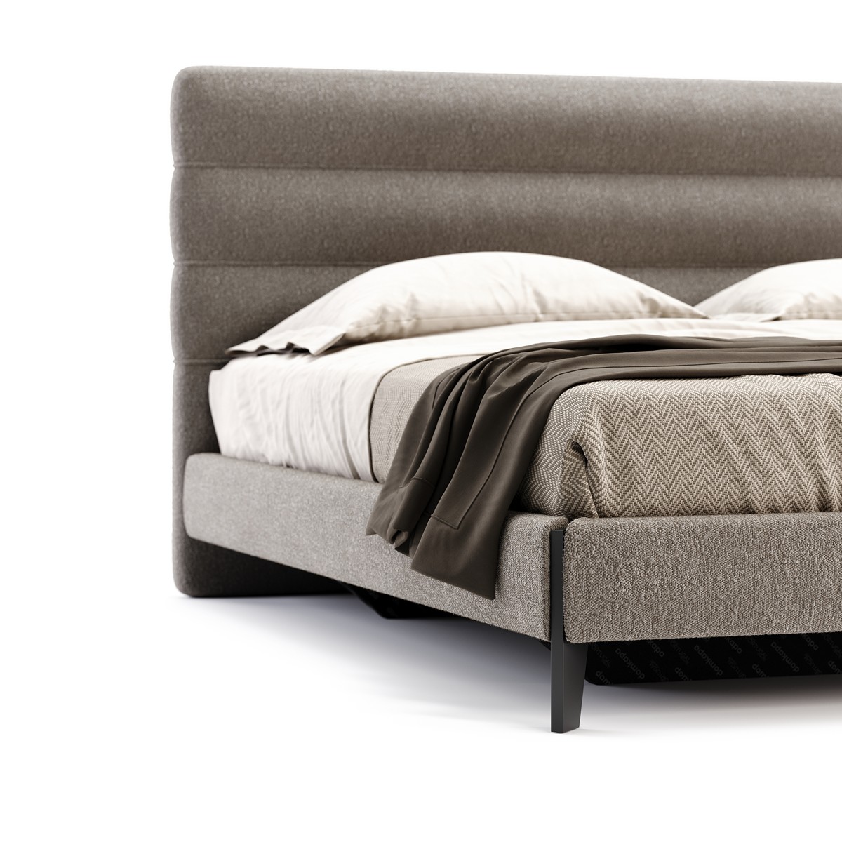 Ύφασμα boucle Columbia Μπεζ (Toffee). Μασίφ Ξύλο Λάκα Μαύρο Ματ (Black Matte Lacquer)