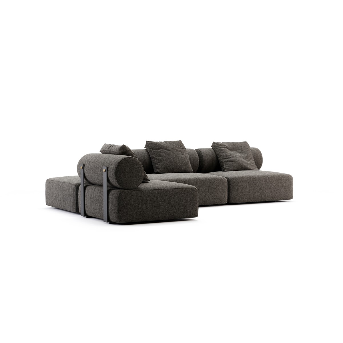 Ύφασμα Helmand Ανθρακί 53. Μαύρο Ματ Ανάγλυφο (Black Texturized Steel). Λεπτομέρειες Χρυσό Ανοξείδωτο Ματ (Gold Brushed Stainless Steel)