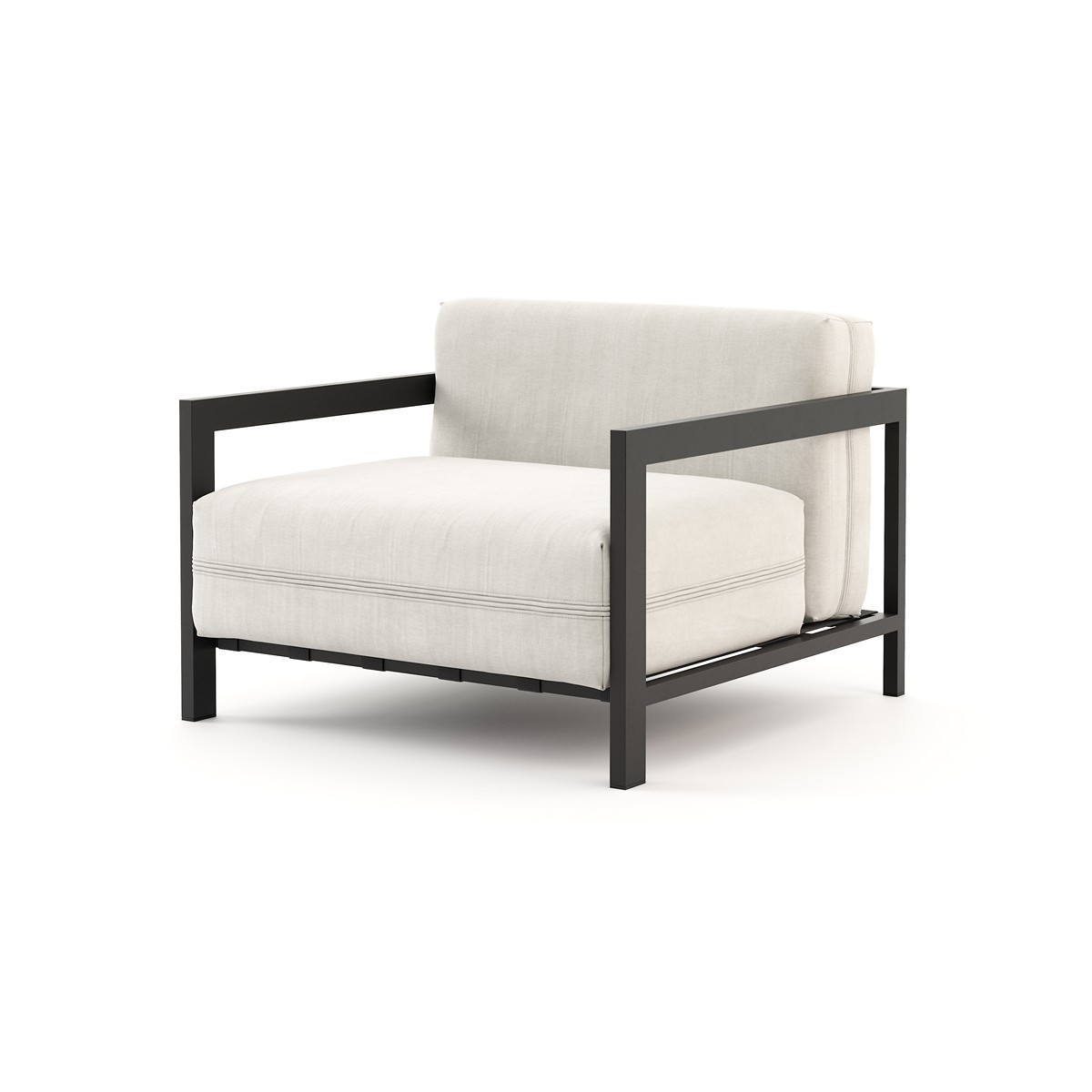 Ύφασμα Drava Εκρού (Nata). Σκελετός Ανοξείδωτο Ατσάλι Μαύρο Ματ Ανάγλυφο (Black Texturized Steel). Ιμάντες Μαύροι