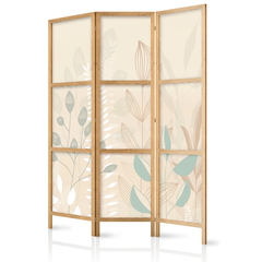 Ιαπωνικο Διαχωριστικο Δωματιου - Morning In The Meadow - Various Pastel Plants On A Beige Background 135x172cm