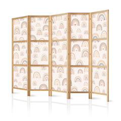 Ιαπωνικο Διαχωριστικο Δωματιου - Spring - Pastel Rainbows On A Rainy Day With Hearts 225x172cm