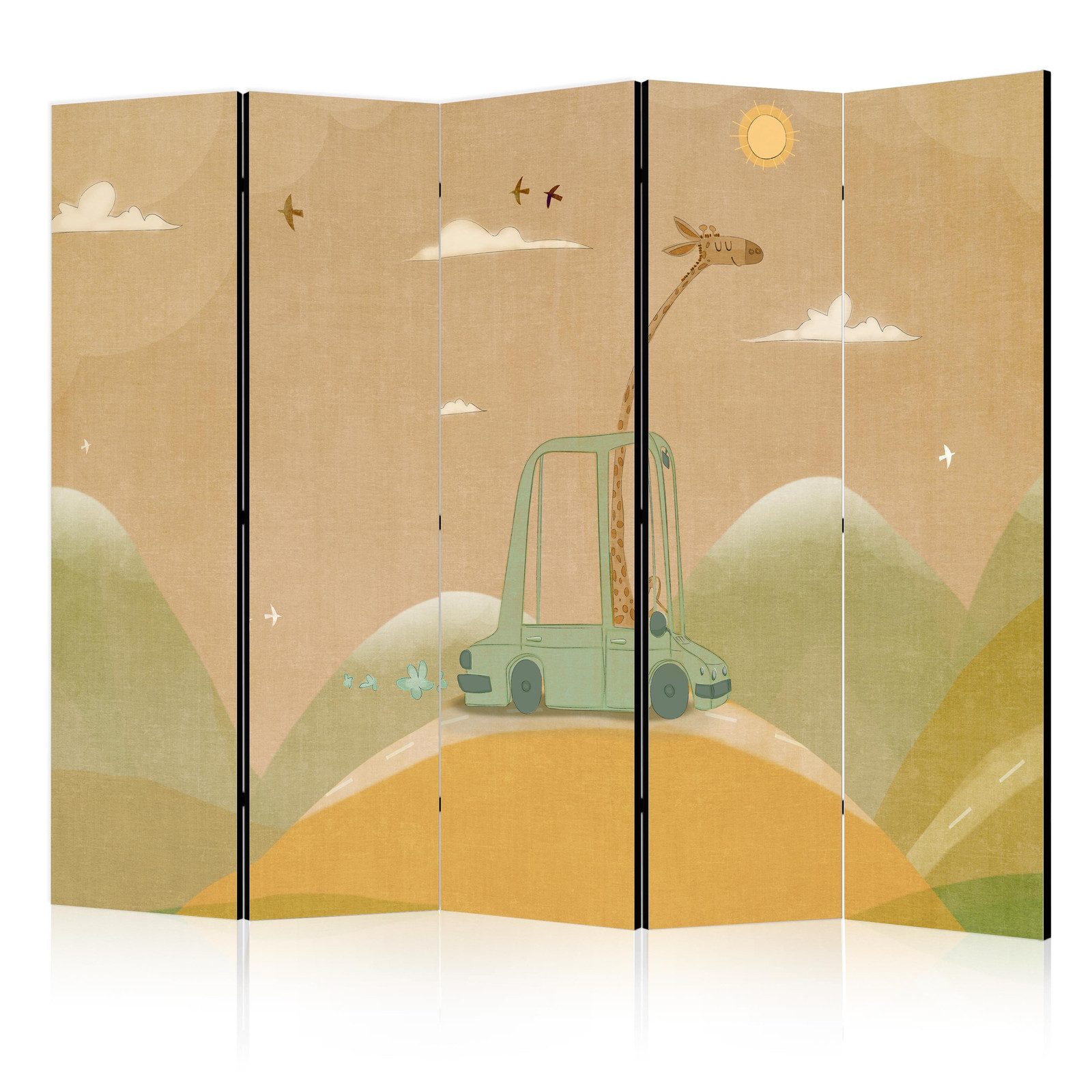Διαχωριστικο Δωματιου - Dreamy Traveler - Giraffe Driving A Car On A Beautiful Sunny Day Διπλης Οψης 225x172cm