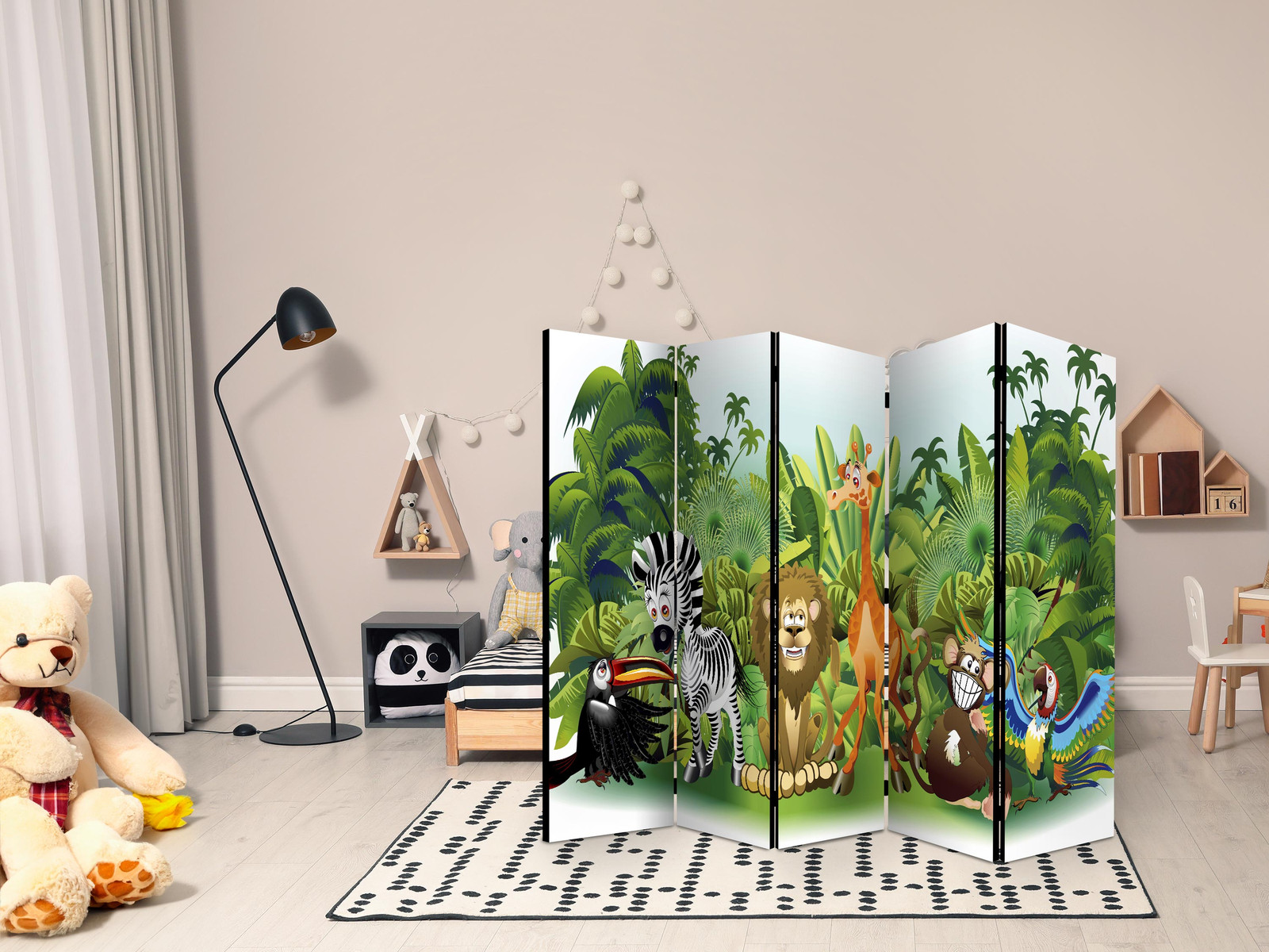 Διαχωριστικο Δωματιου - Jungle Animals Ii Διπλης Οψης 225x172cm