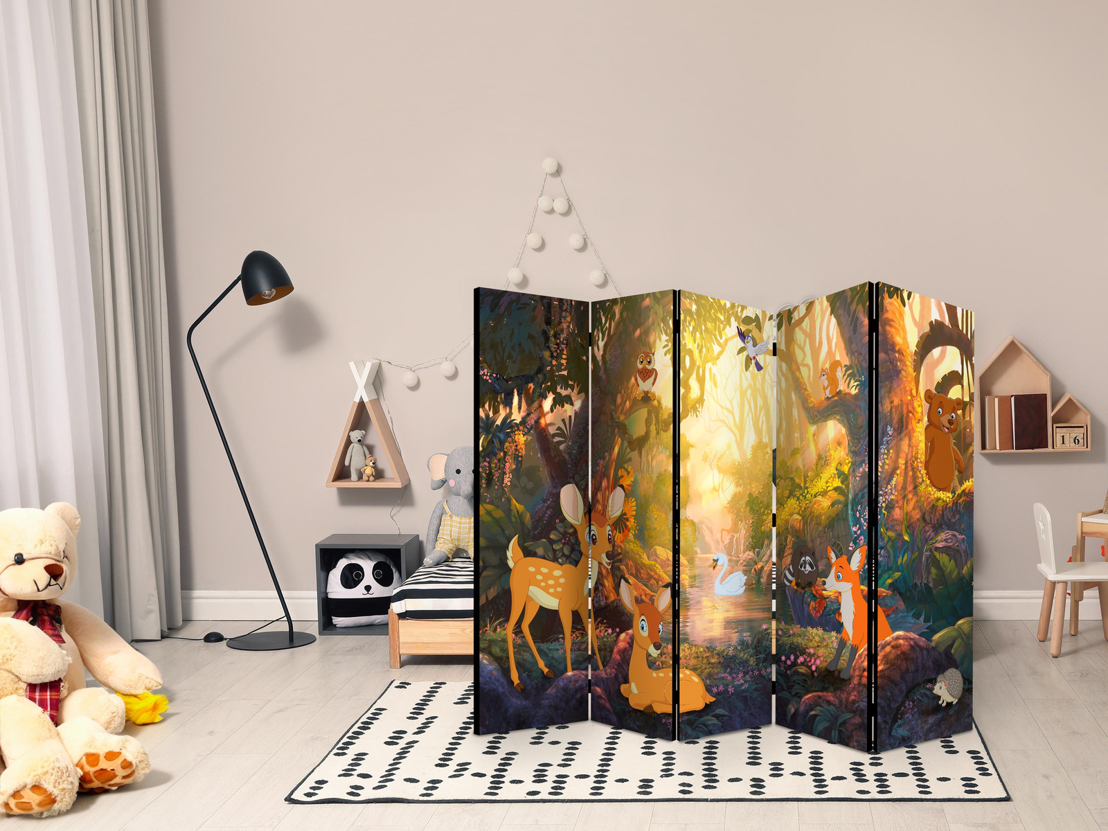 Διαχωριστικο Δωματιου - Animals In The Forest Ii Διπλης Οψης 225x172cm