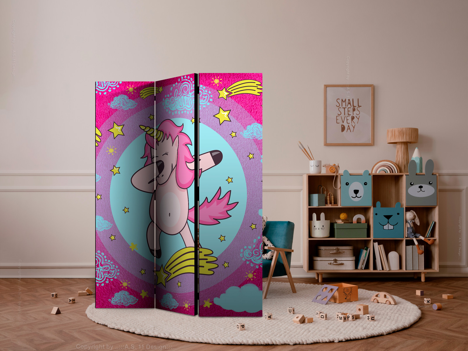 Διαχωριστικο Δωματιου - Dancing Unicorn Διπλης Οψης 135x172cm