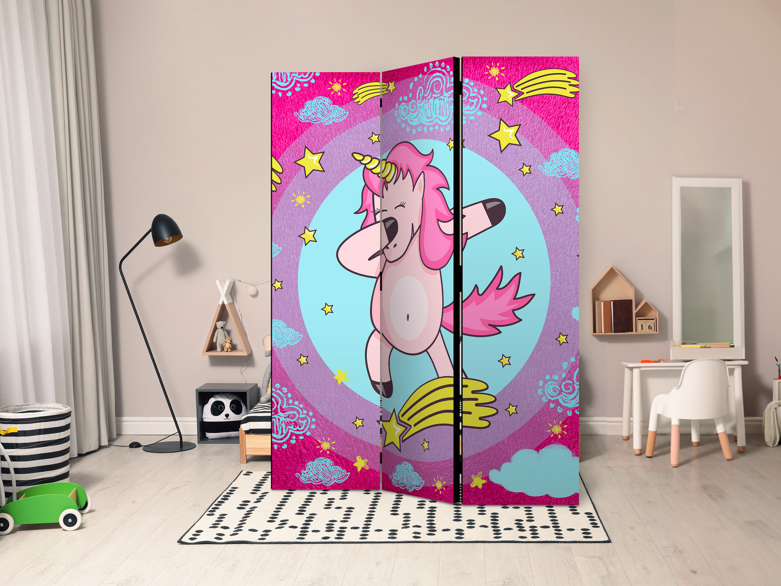 Διαχωριστικο Δωματιου - Dancing Unicorn Διπλης Οψης 135x172cm