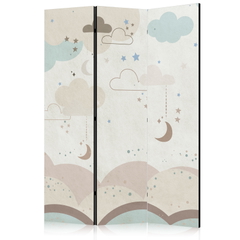 Διαχωριστικο Δωματιου - Cloudy Night Sky - Moons In Browns And Beiges Amid Numerous Clouds And Stars On A Light Background Διπλης Οψης 135x172cm