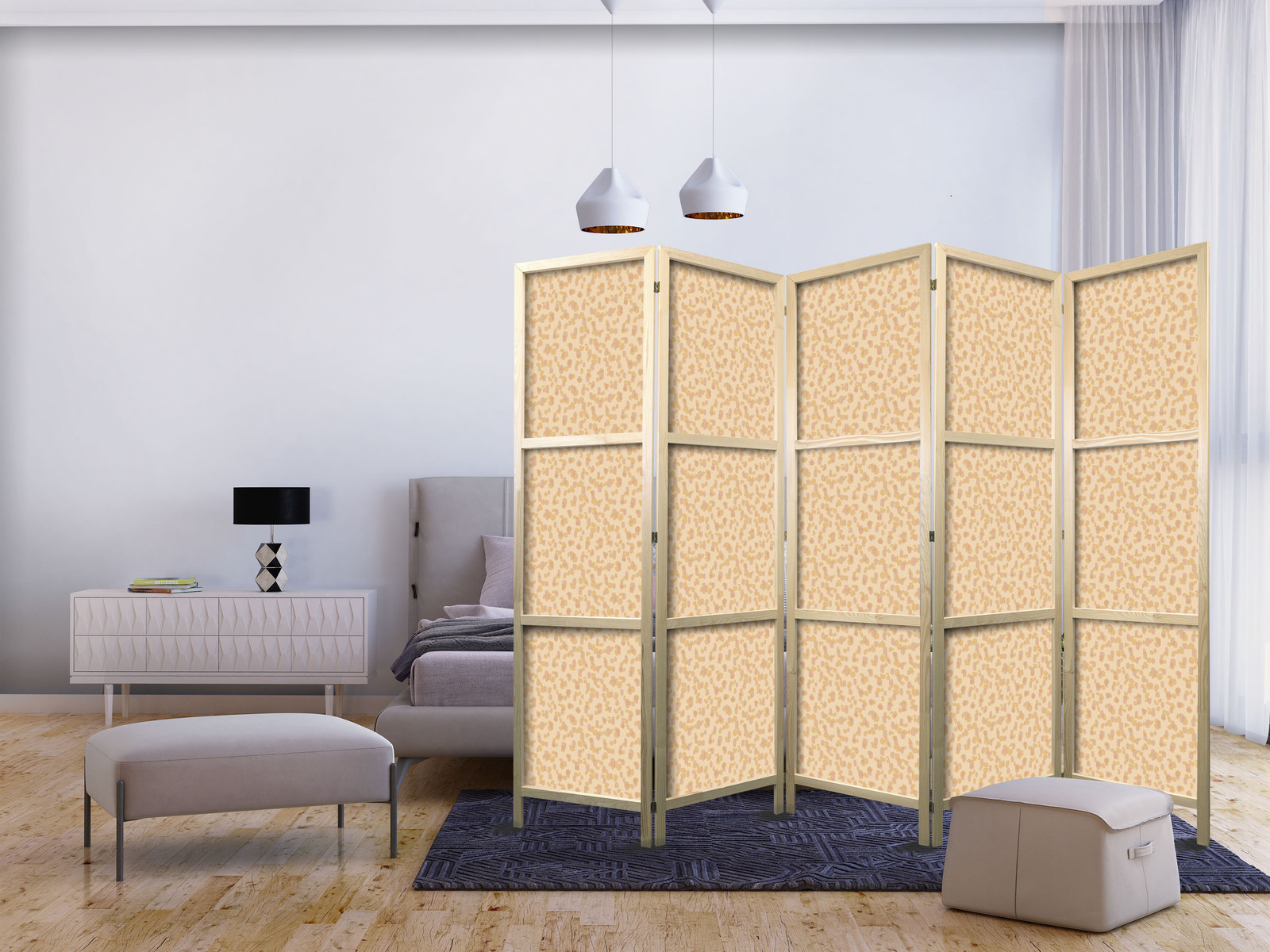 Ιαπωνικο Διαχωριστικο Δωματιου - Tiny Dots - Optimistic Pattern In Peach Colors 225x172cm