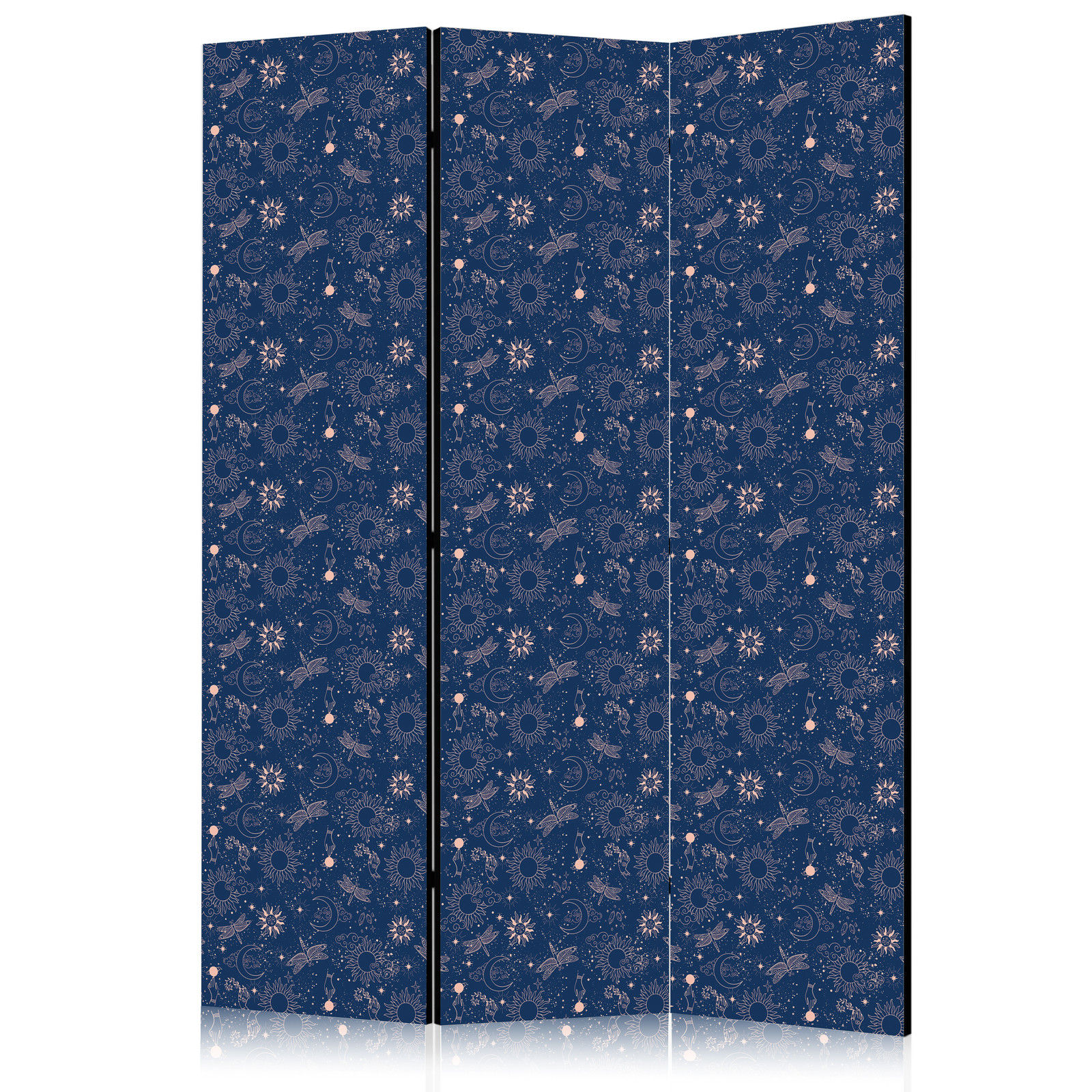 Διαχωριστικο Δωματιου - Cosmic Fantasy - Pattern With Suns Moons And Dragonflies On A Dark Background Μονης Οψης 135x172cm