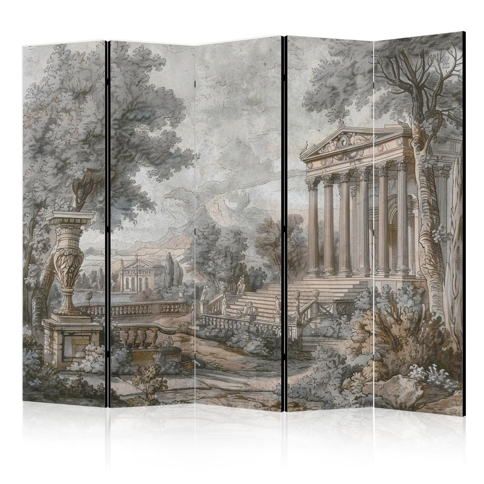 Διαχωριστικο Δωματιου - Antique Landscape - Greek Temple On A Hill Among Lush Vegetation Μονης Οψης 225x172cm
