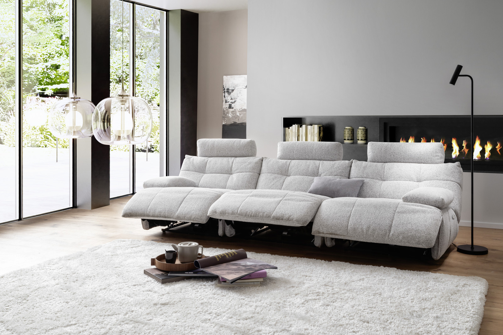 Selvano Modular Μεσαία Πολυθρονα Lounge Ηλεκτρικη Ανοιχτο Γκρι