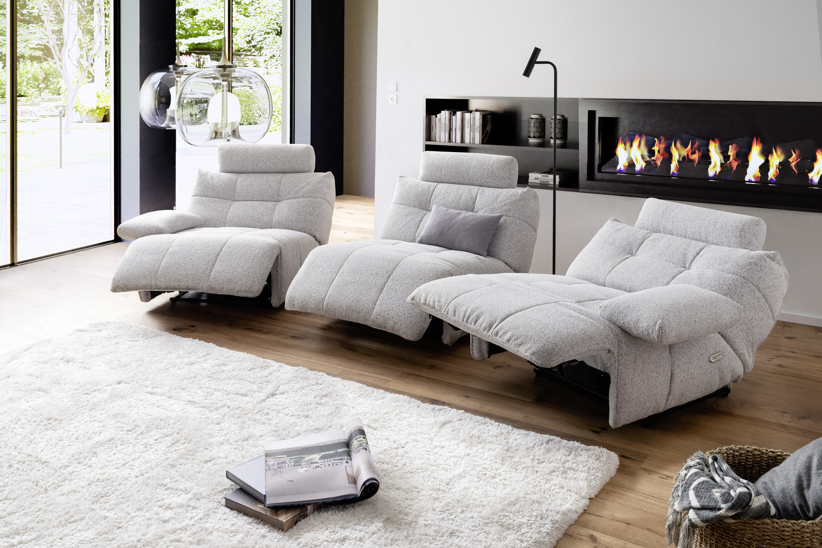Selvano Modular Αριστερη Πολυθρονα Lounge Ηλεκτρικη Ανοιχτο Γκρι