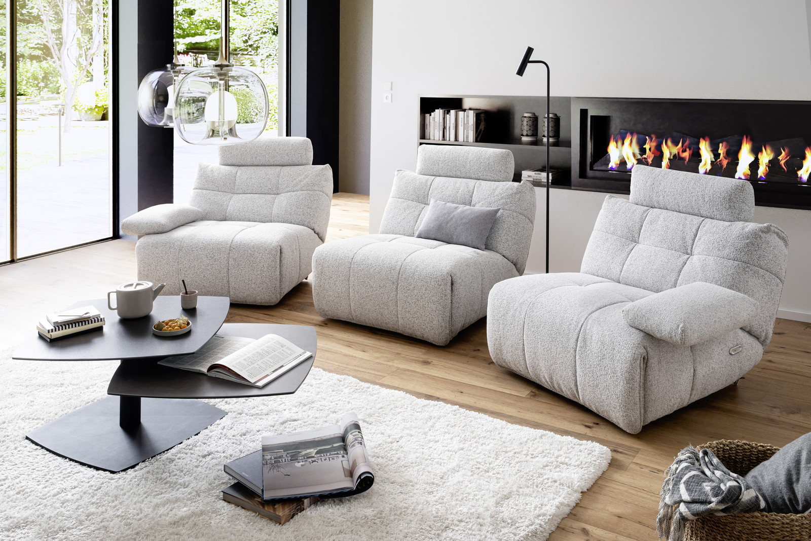 Selvano Modular Αριστερη Πολυθρονα Lounge Ηλεκτρικη Ανοιχτο Γκρι