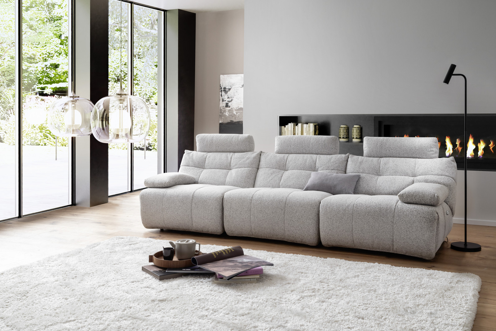 Selvano Modular Αριστερη Πολυθρονα Lounge Ηλεκτρικη Ανοιχτο Γκρι