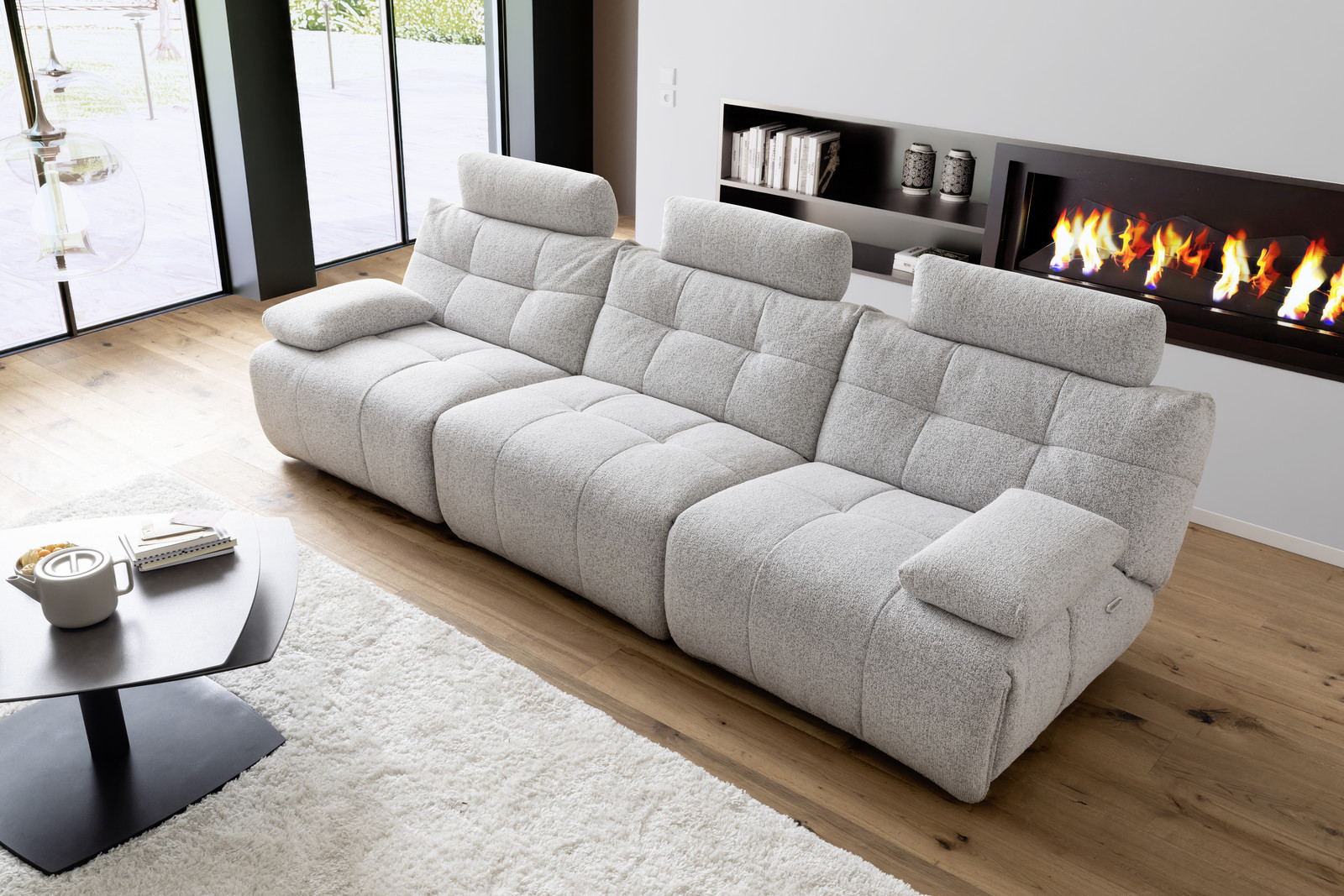 Selvano Modular Μεσαία Πολυθρονα Lounge Ηλεκτρικη Ανοιχτο Γκρι