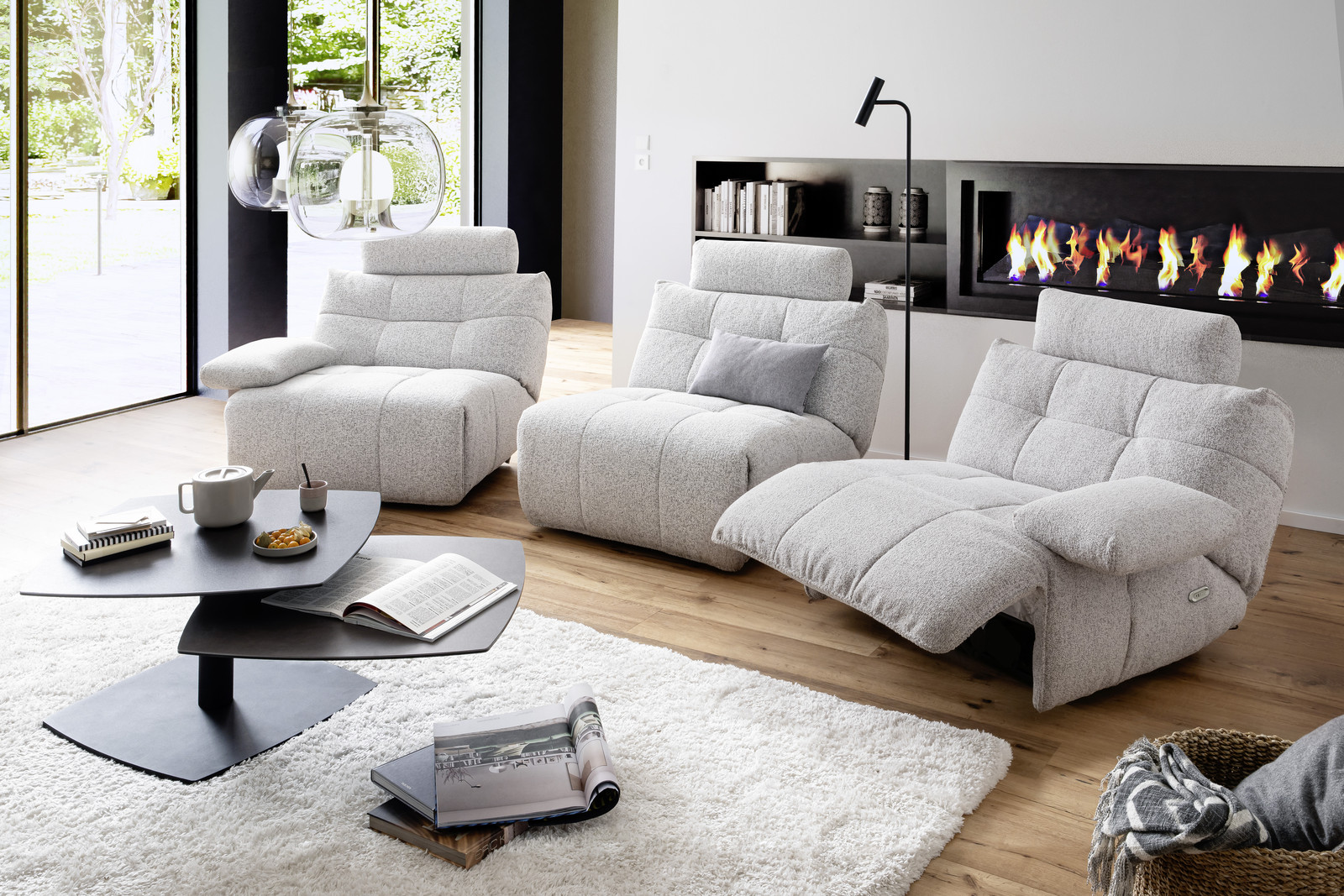 Selvano Modular Δεξια Πολυθρονα Lounge Ηλεκτρικη Ανοιχτο Γκρι