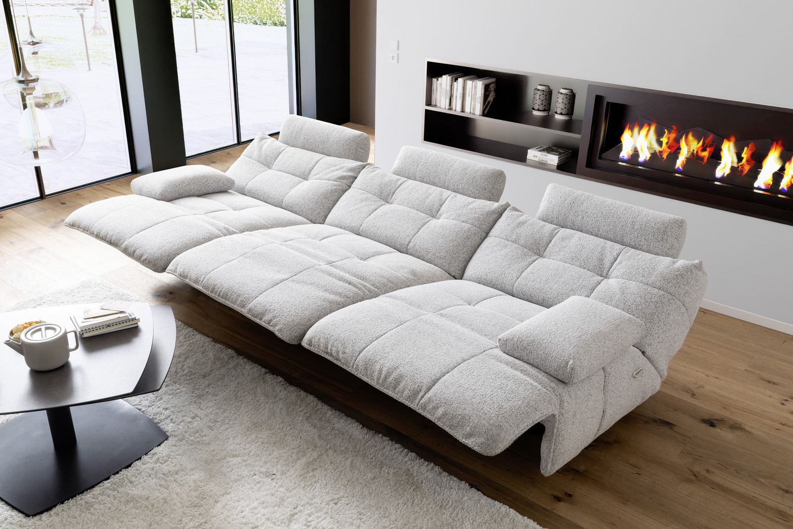 Selvano Modular Αριστερη Πολυθρονα Lounge Ηλεκτρικη Ανοιχτο Γκρι