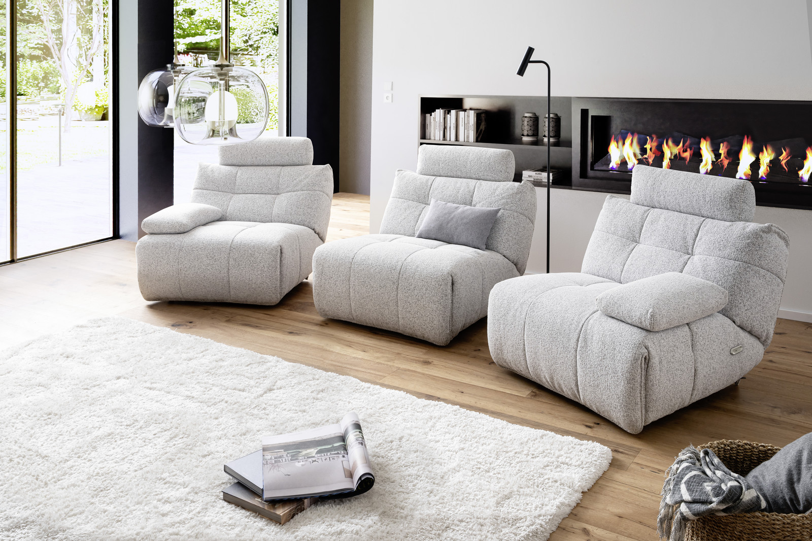 Selvano Modular Δεξια Πολυθρονα Lounge Ηλεκτρικη Ανοιχτο Γκρι