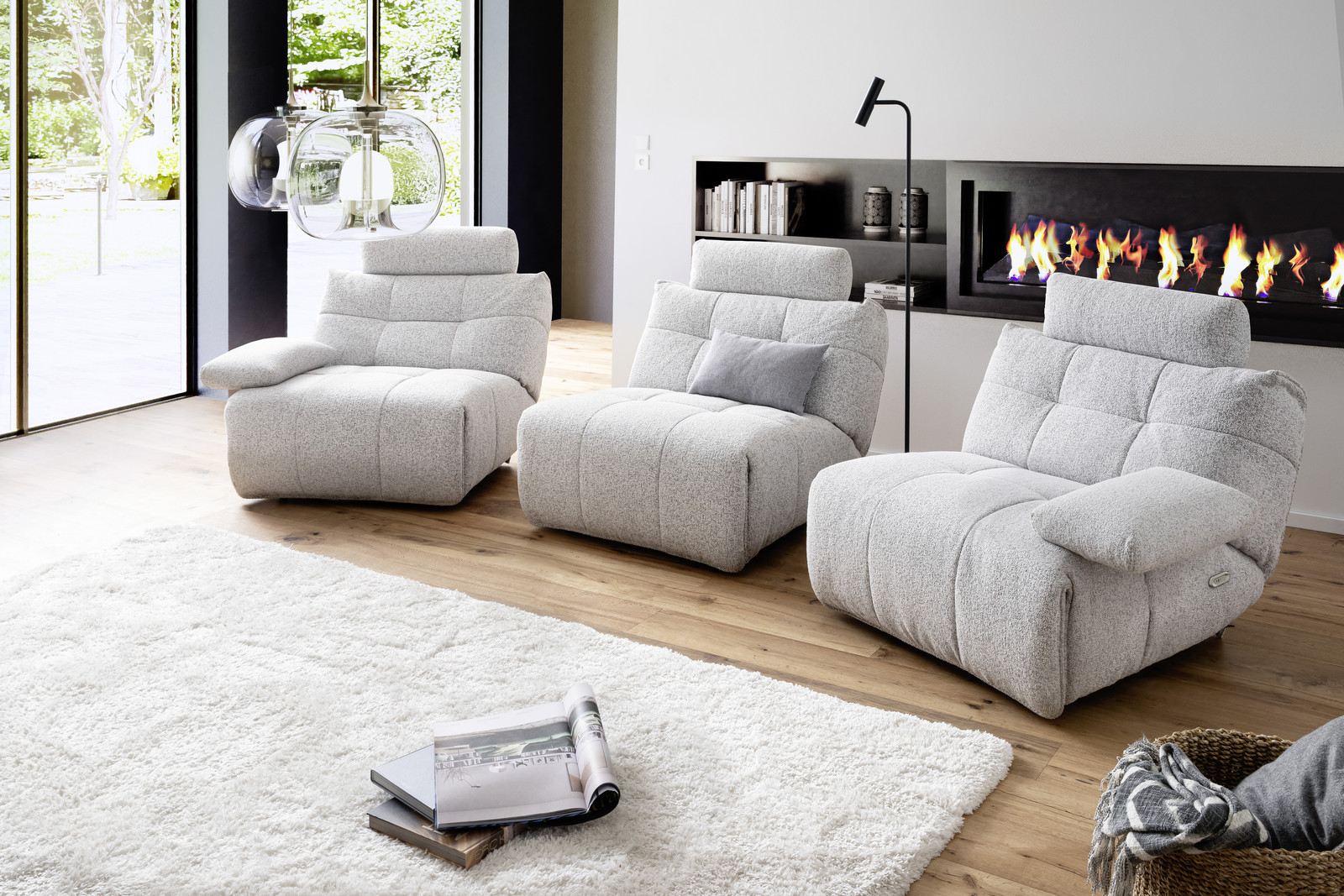 Selvano Modular Μεσαία Πολυθρονα Lounge Ηλεκτρικη Ανοιχτο Γκρι