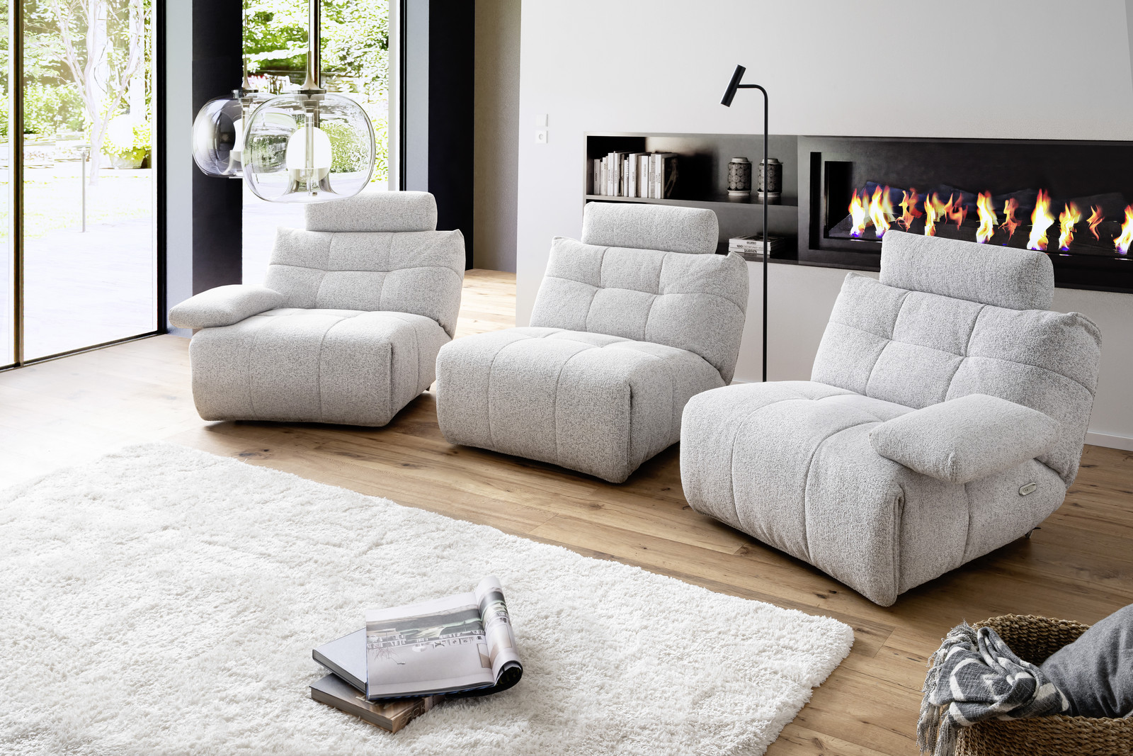 Selvano Modular Αριστερη Πολυθρονα Lounge Ηλεκτρικη Ανοιχτο Γκρι