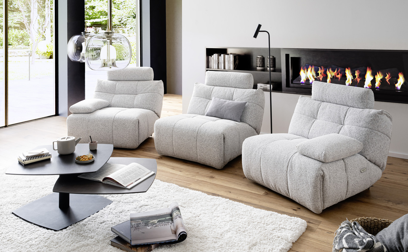 Selvano Modular Μεσαία Πολυθρονα Lounge Ηλεκτρικη Ανοιχτο Γκρι