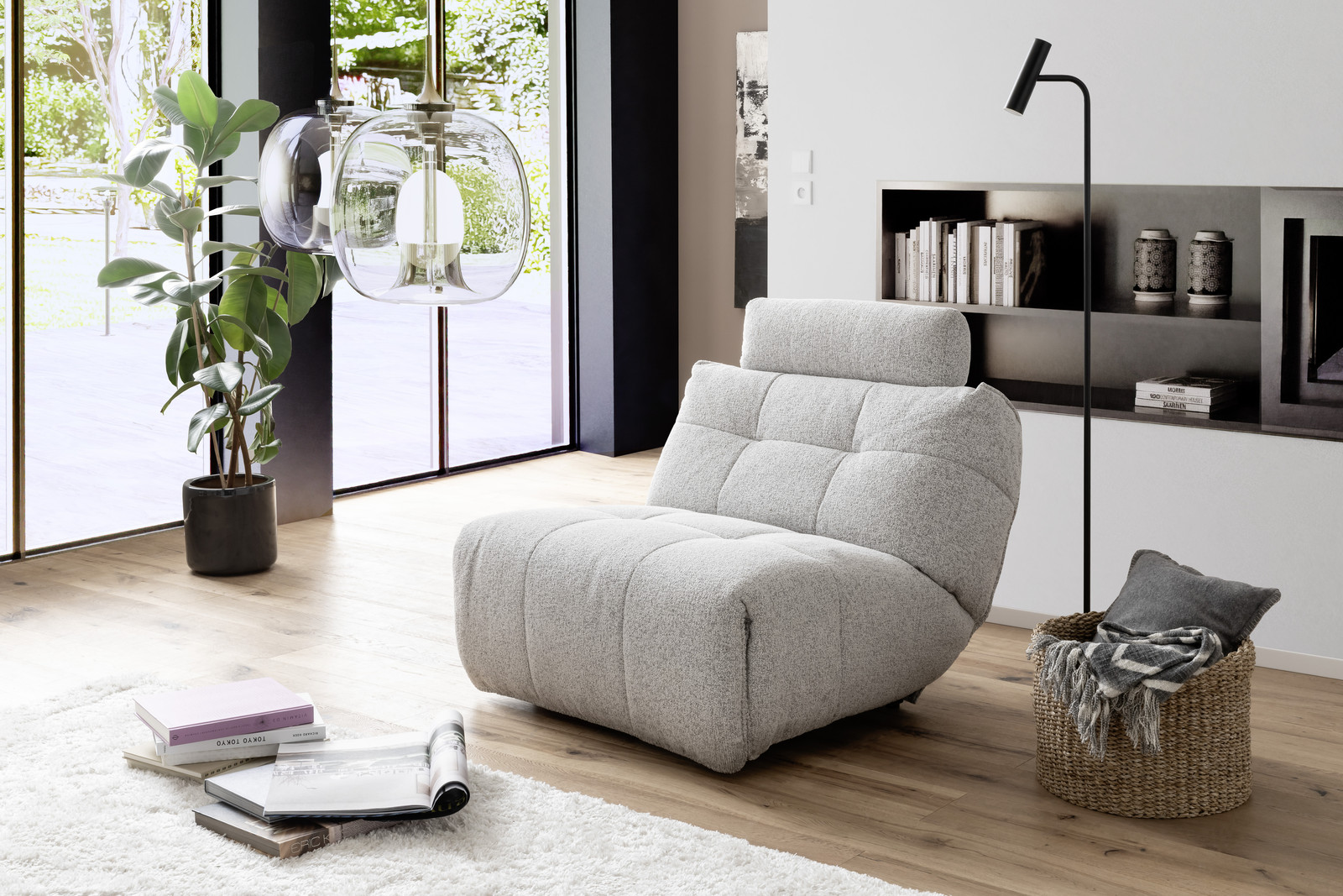 Selvano Modular Μεσαία Πολυθρονα Lounge Ηλεκτρικη Ανοιχτο Γκρι
