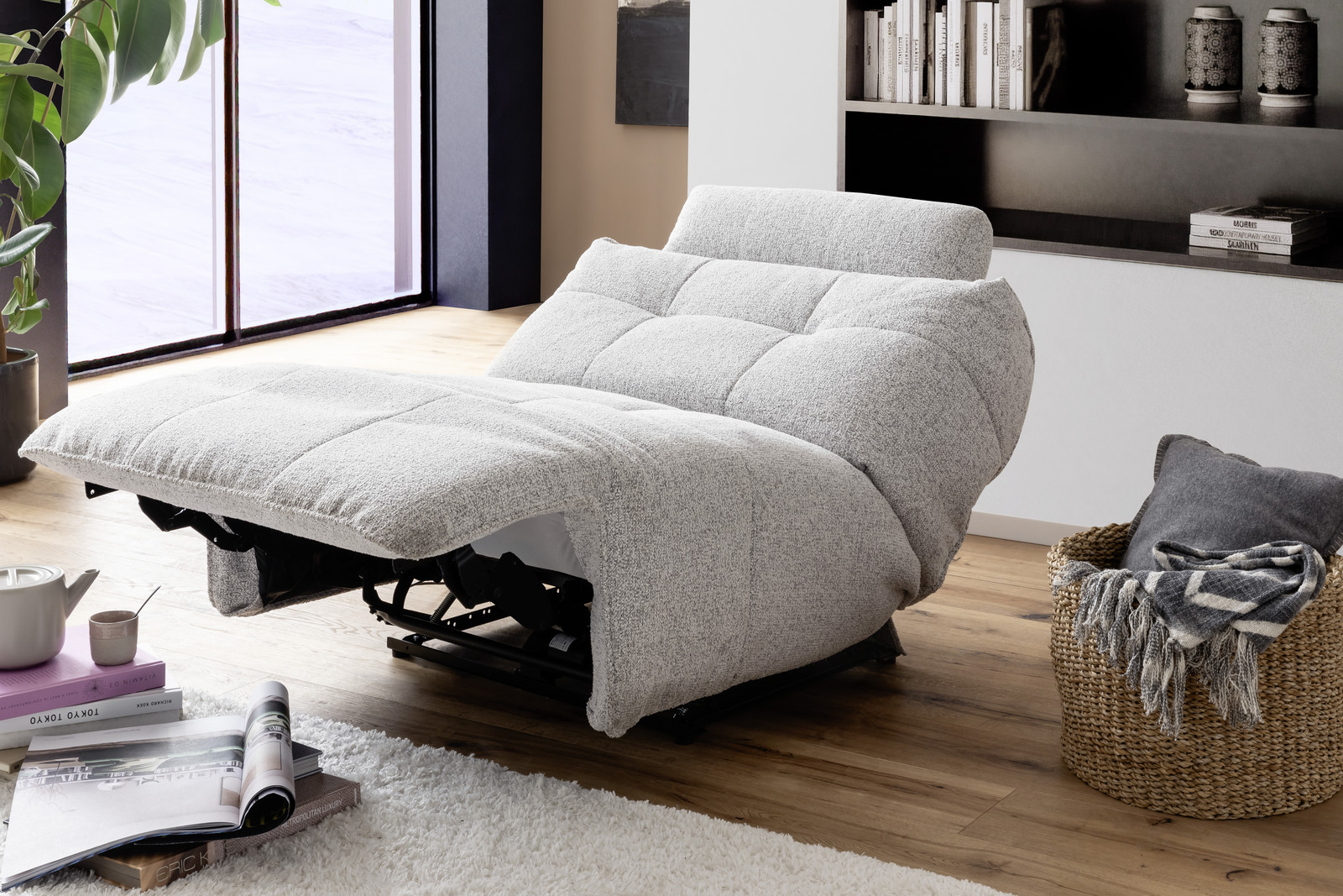 Selvano Modular Μεσαία Πολυθρονα Lounge Ηλεκτρικη Ανοιχτο Γκρι