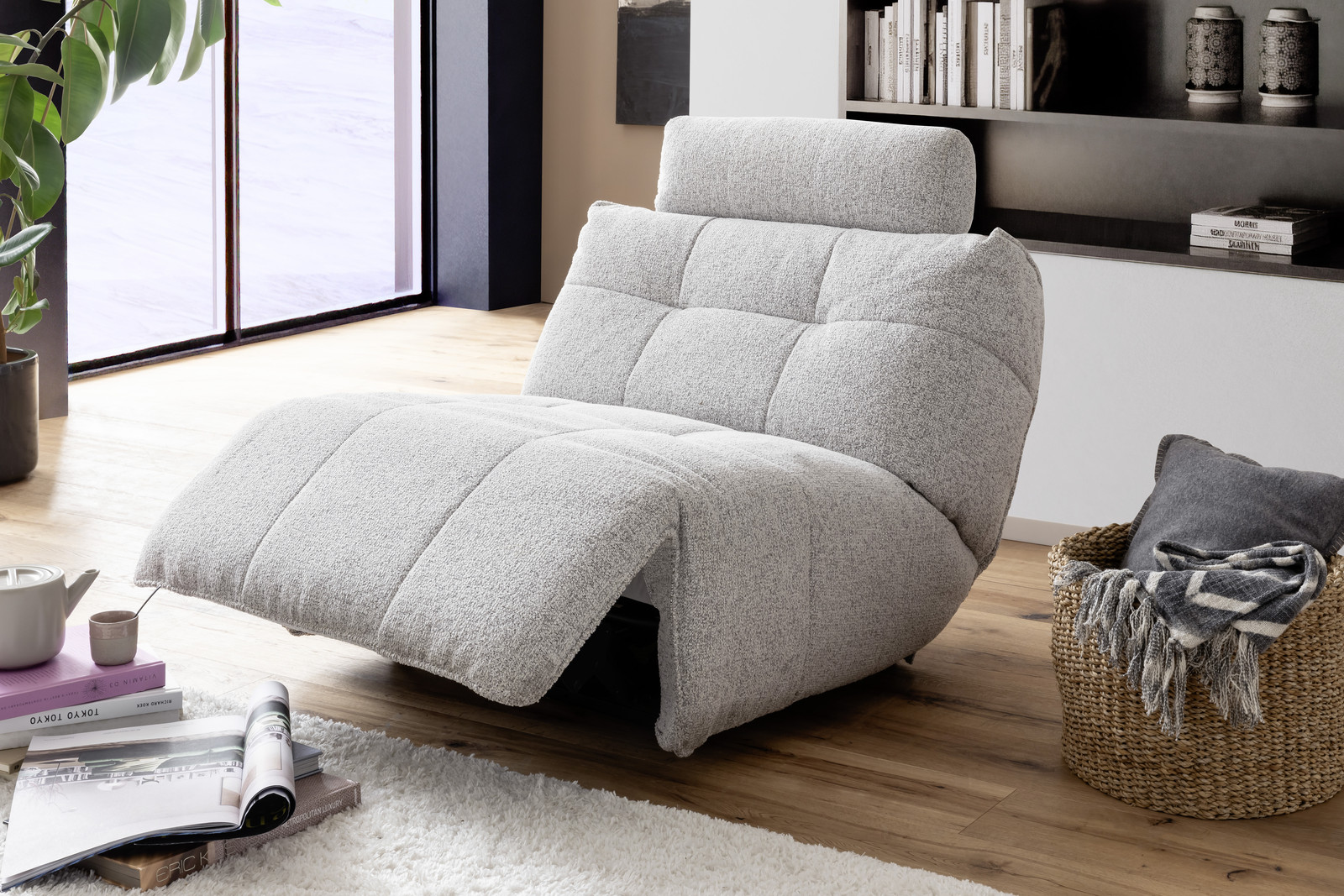 Selvano Modular Μεσαία Πολυθρονα Lounge Ηλεκτρικη Ανοιχτο Γκρι