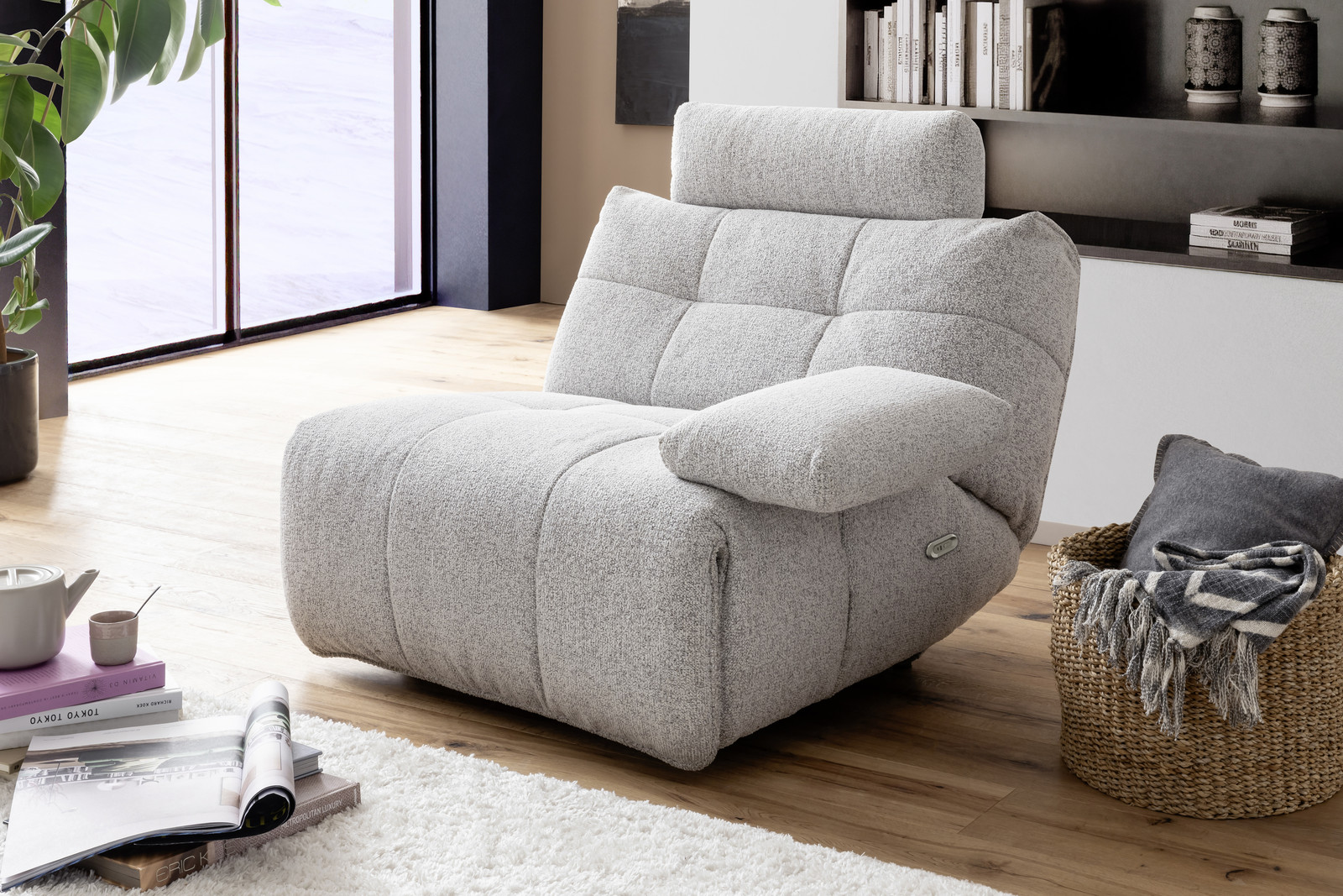 Selvano Modular Δεξια Πολυθρονα Lounge Ηλεκτρικη Ανοιχτο Γκρι