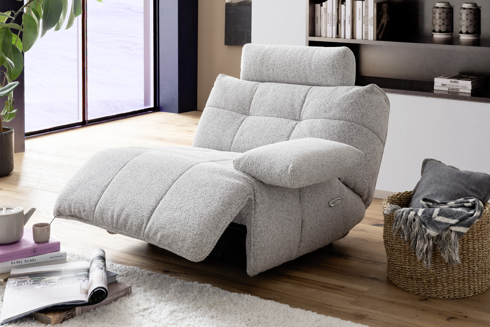 Selvano Modular Δεξια Πολυθρονα Lounge Ηλεκτρικη Ανοιχτο Γκρι