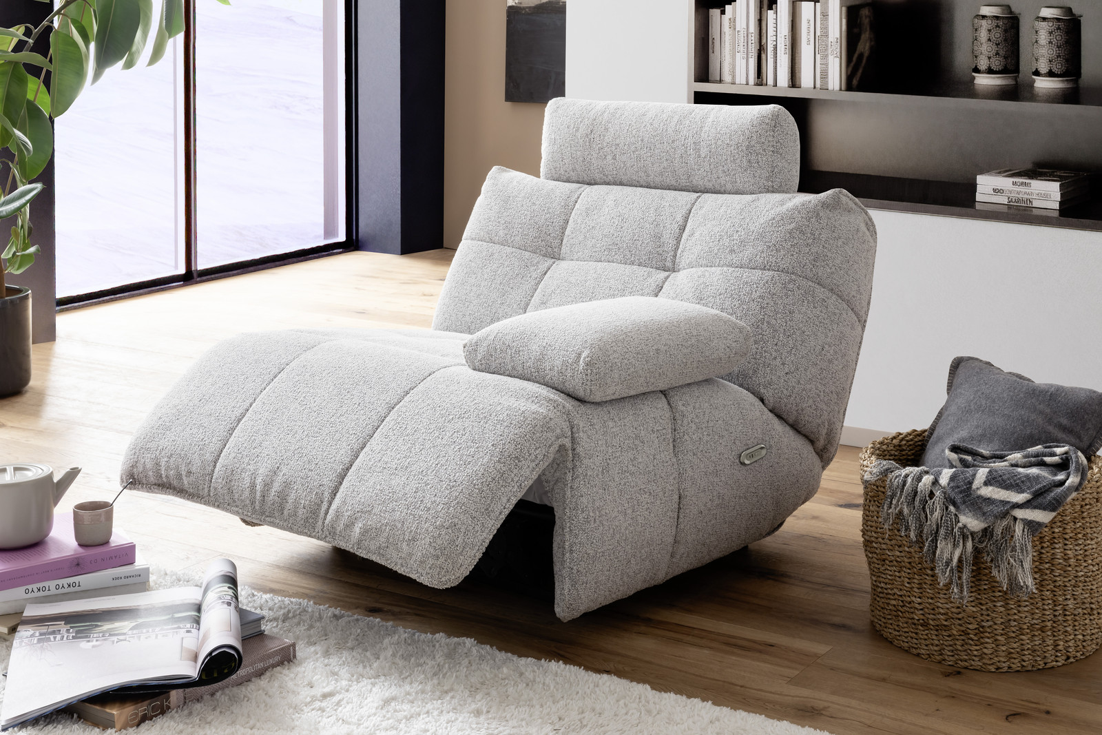 Selvano Modular Δεξια Πολυθρονα Lounge Ηλεκτρικη Ανοιχτο Γκρι