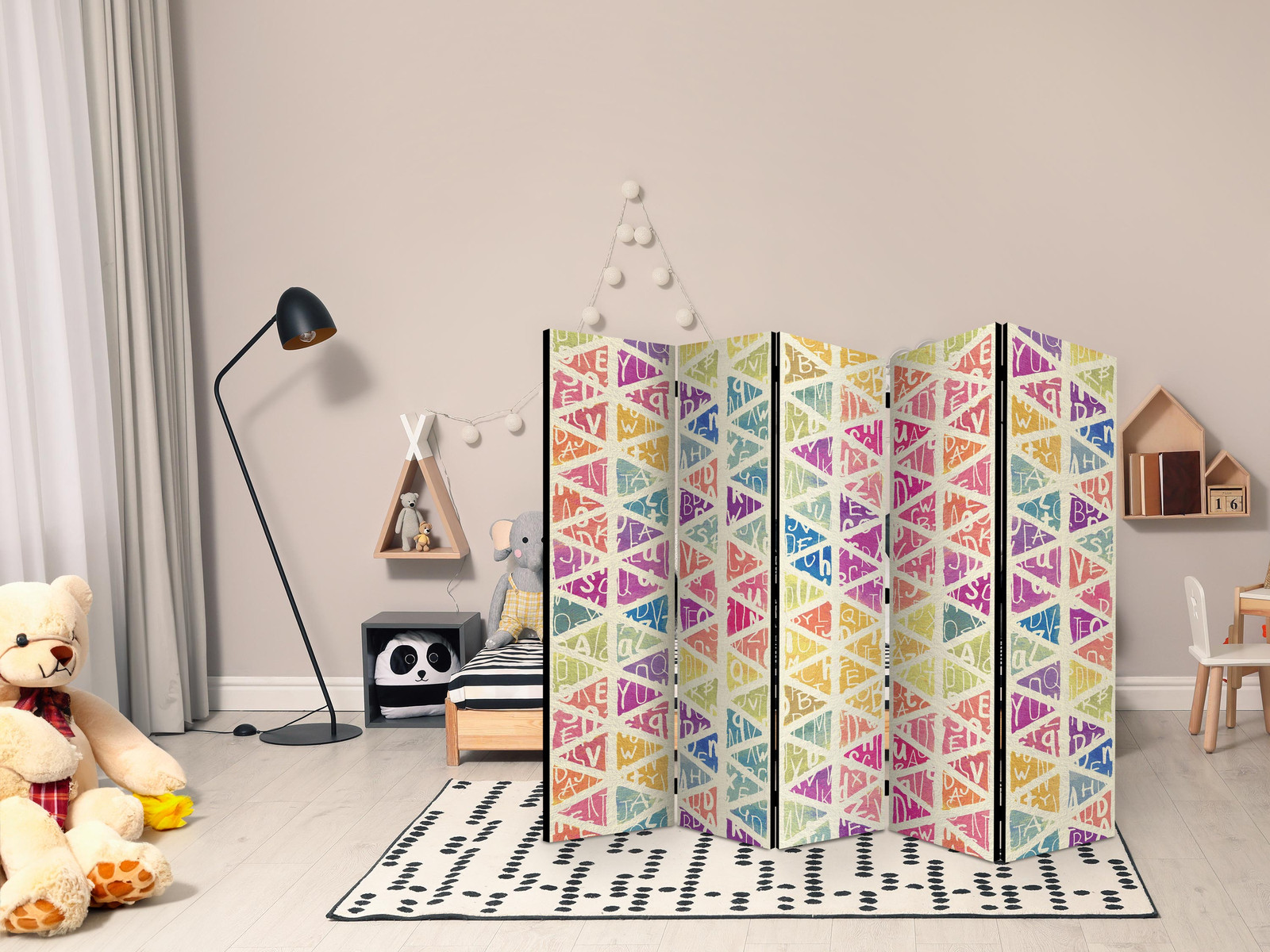 Διαχωριστικο Δωματιου - Letters Nad Triangles Ii Μονης Οψης 225x172cm