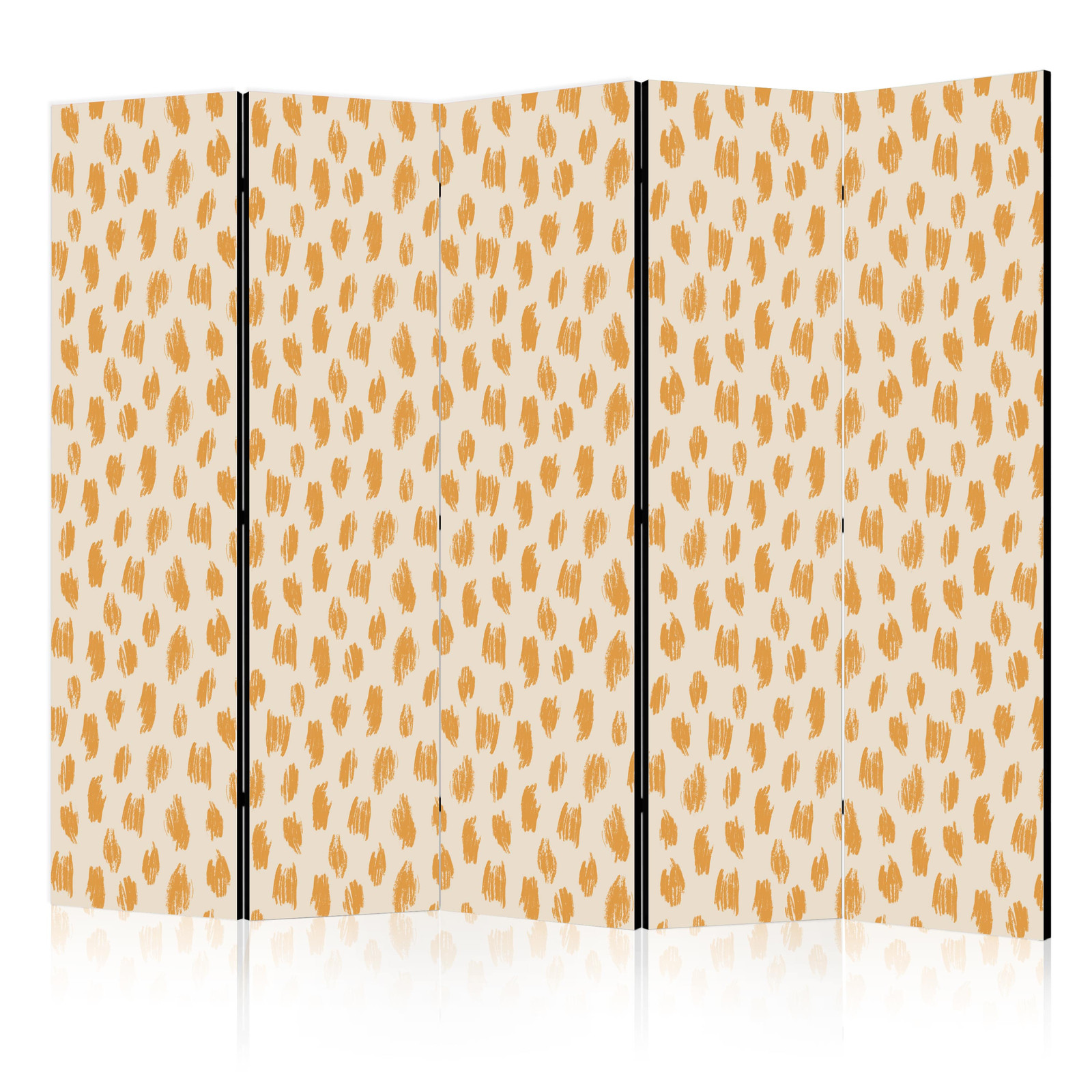 Διαχωριστικο Δωματιου - Drawn Pattern In Spots And Dots - In Shades Of Orange And Ecru Μονης Οψης 225x172cm