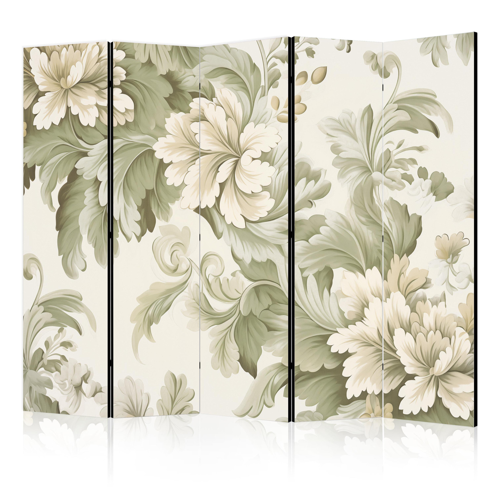 Διαχωριστικο Δωματιου - Retro Vintage Flowers In Delicate Cream And Green Colors Μονης Οψης 225x172cm