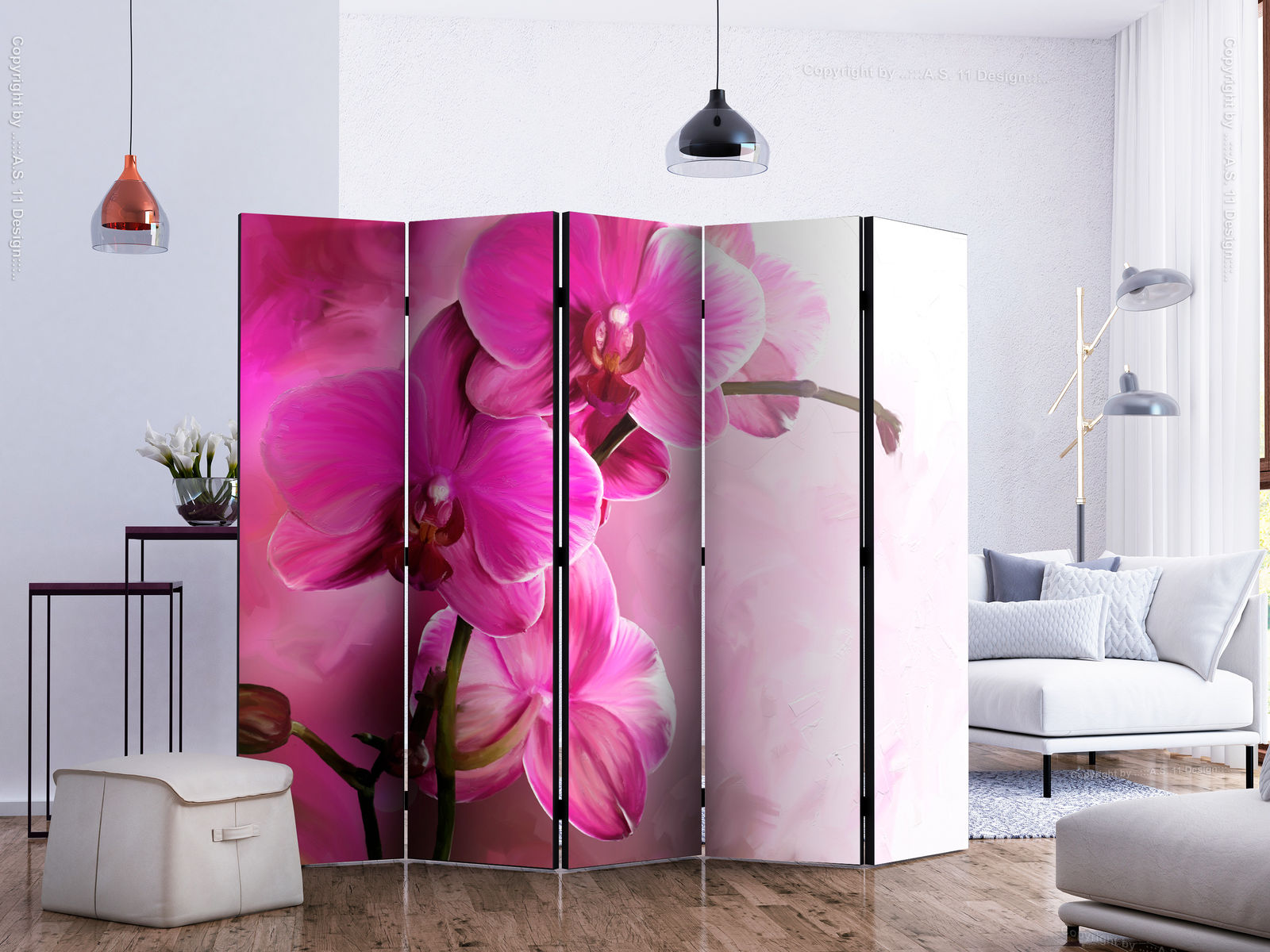 Διαχωριστικο Δωματιου Pink Orchid Ii Διπλης Οψης 225x172cm