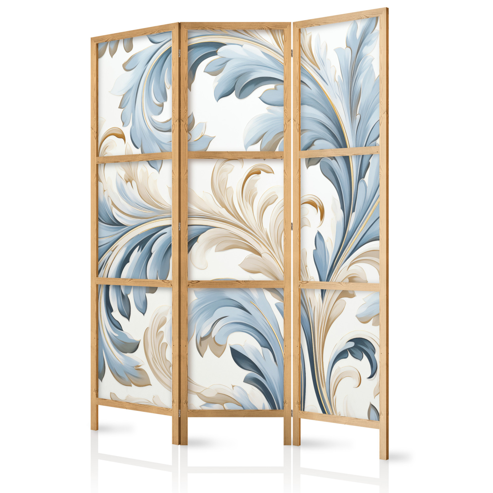 Ιαπωνικο Διαχωριστικο Δωματιου - Baroque Ornaments In Light - Cream-blue Colors 135x172cm