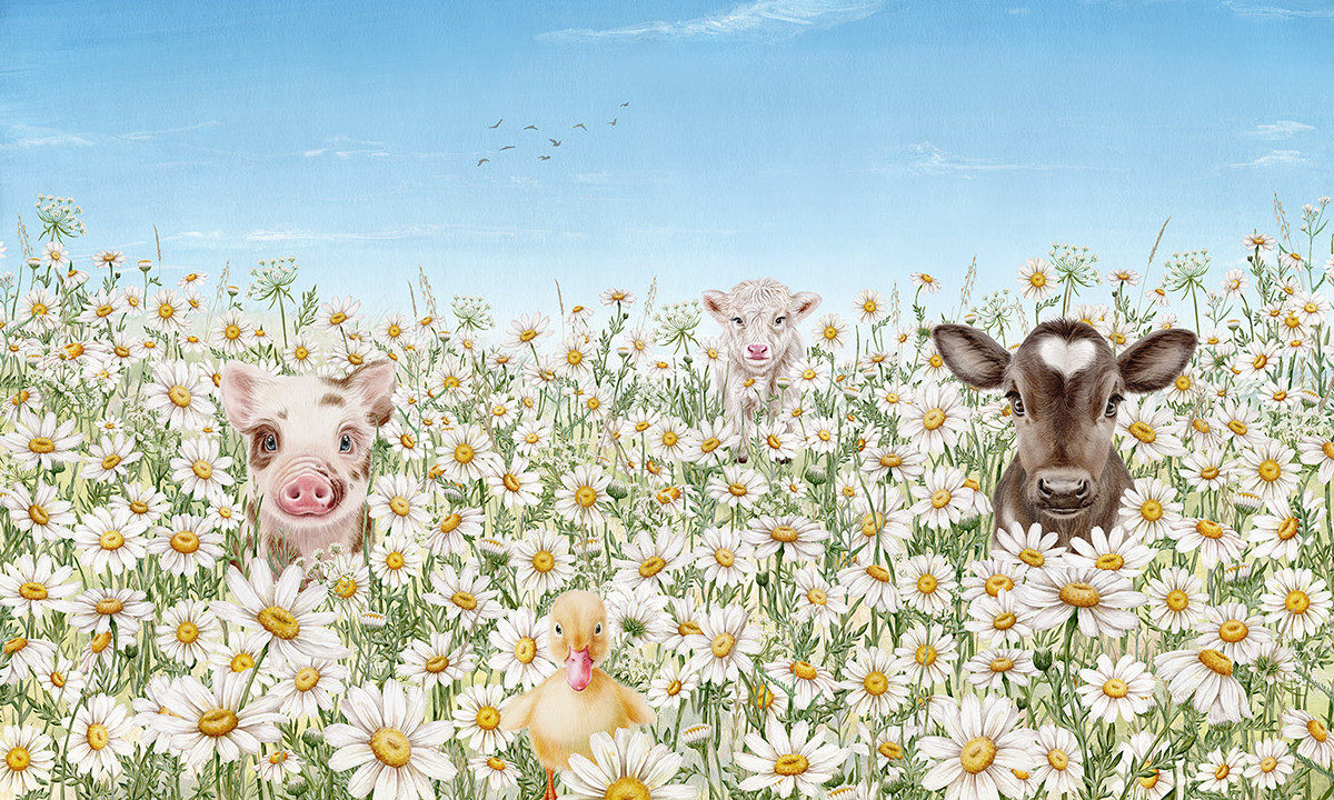 Farm Animals Ταπετσαρια Τοιχου Πρασινο