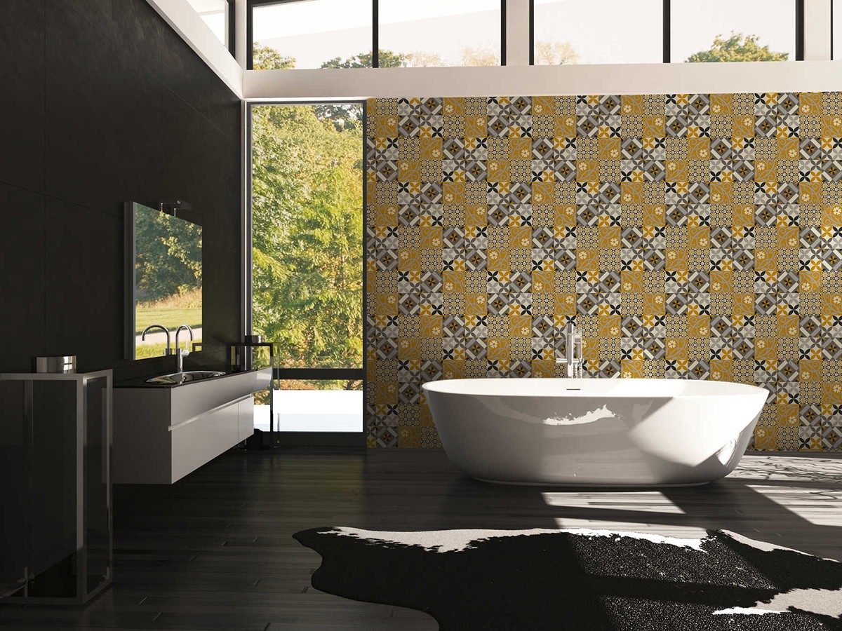 Ταπετσαρια Τοιχου Tiles Διαφορα Χρωματα