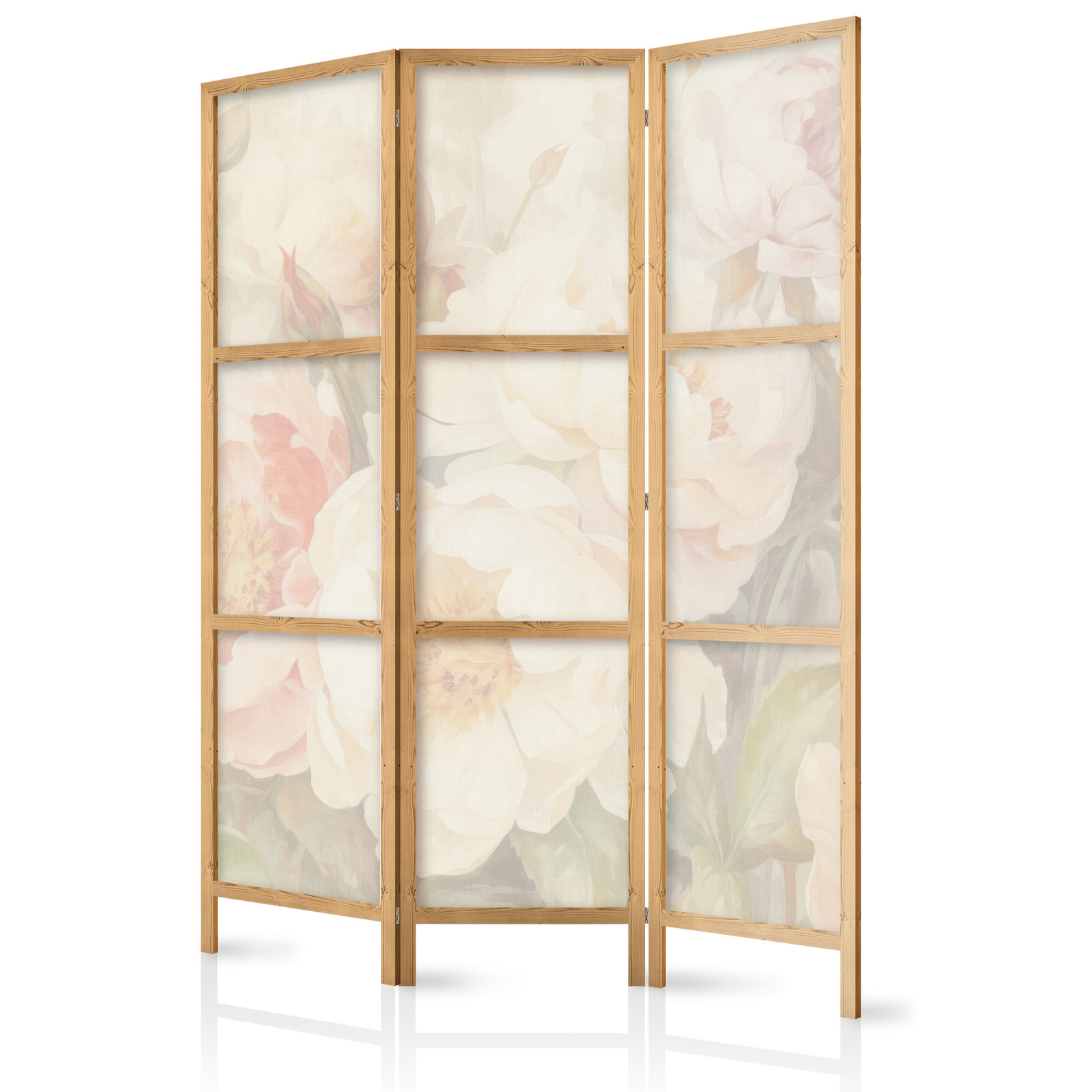 Ιαπωνικο Διαχωριστικο Δωματιου - Blooming Peonies - Bright Large Flowers Enveloped In White Mist 135x172cm