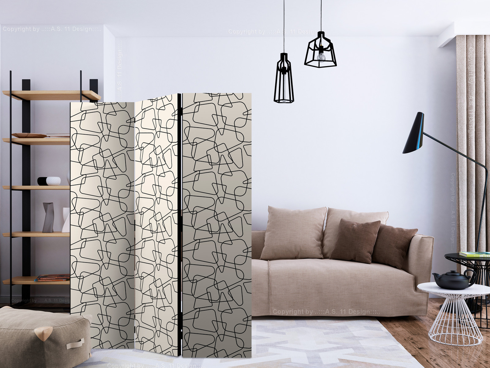 Διαχωριστικο Δωματιου - Rounded Geometry Μονης Οψης 135x172cm