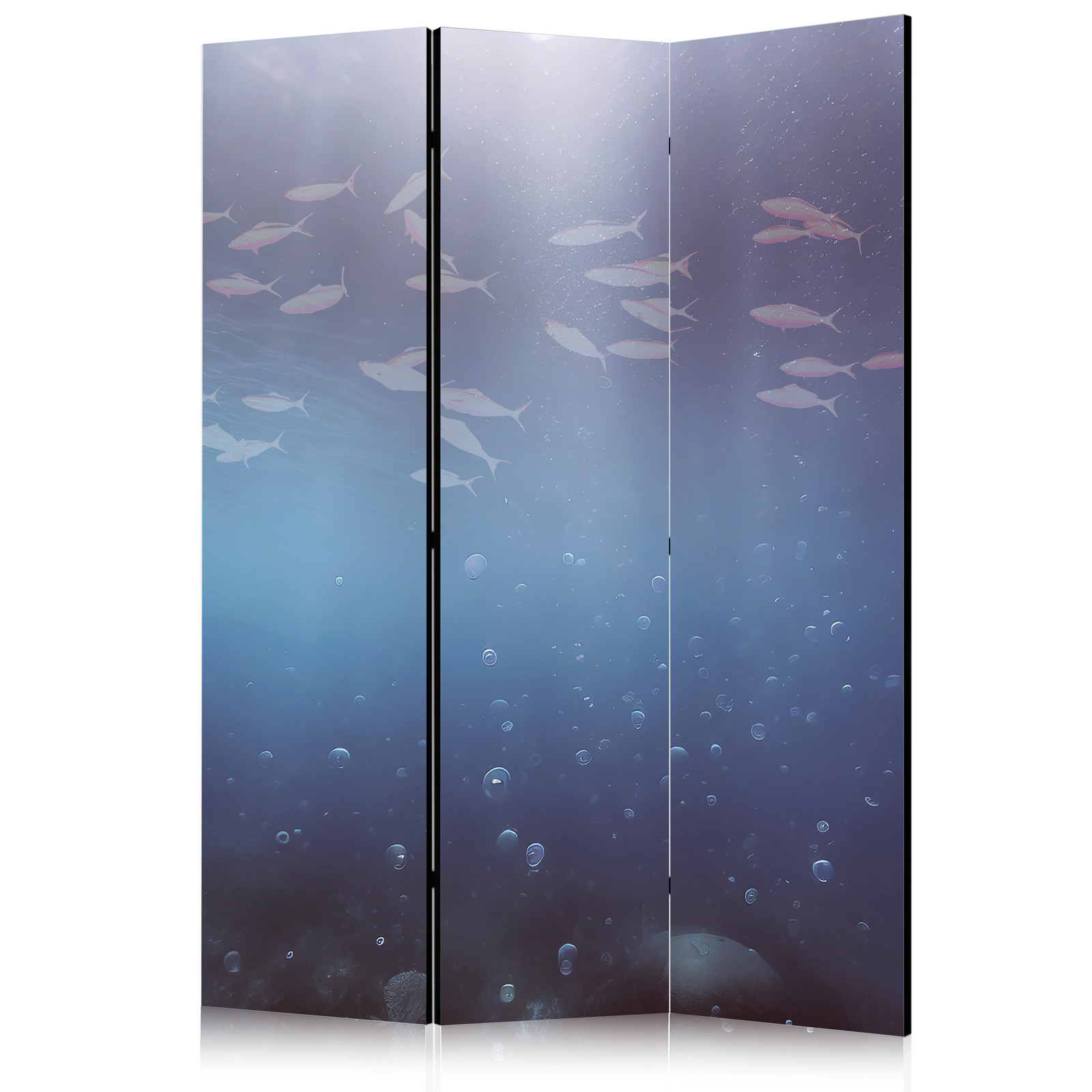 Διαχωριστικο Δωματιου - School Of Small Fish - Illuminated Oceanic Depth In Shades Of Navy Purple And Gray With A Shoal Of Tiny Fish Μονης Οψης 135x172cm