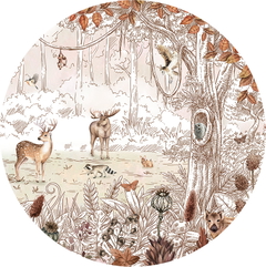 Forest Friends Autumn Ταπετσαρια Τοιχου Καφε Στρογγυλη Διαφορα Μεγεθη
