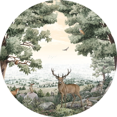 Forest Vista Ταπετσαρια Τοιχου Πρασινο Στρογγυλη Διαφορα Μεγεθη