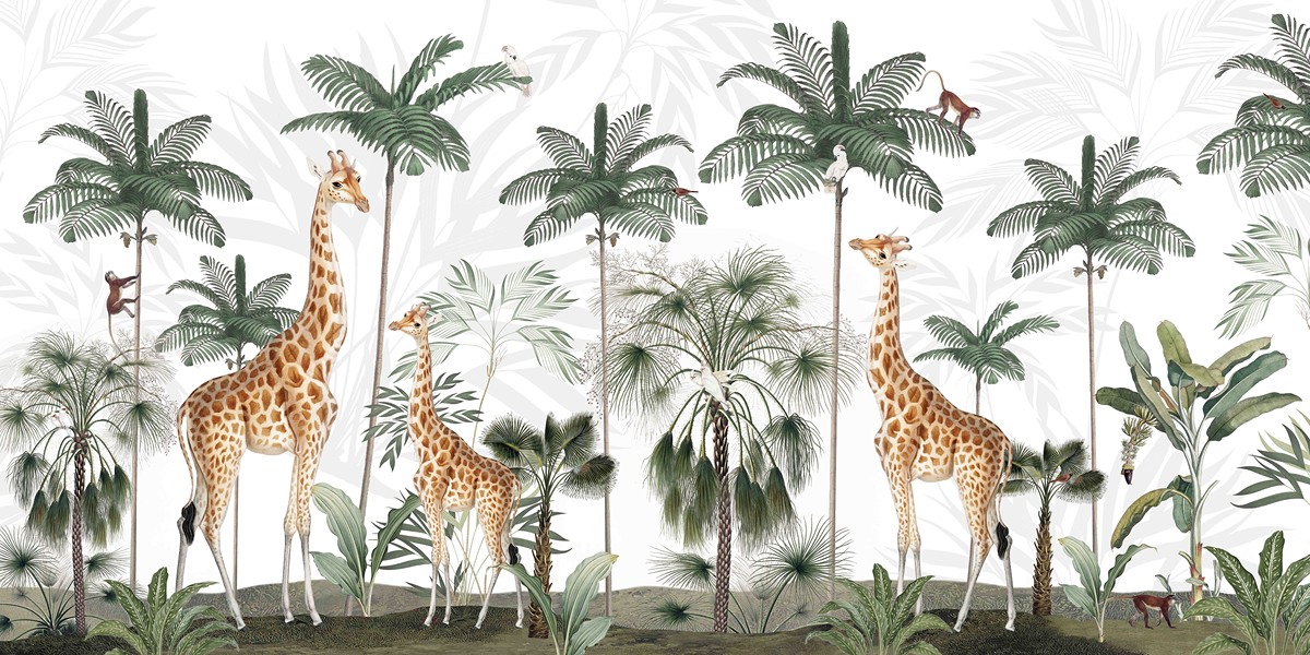 Gracious Giraffes Ταπετσαρια Τοιχου Λευκο