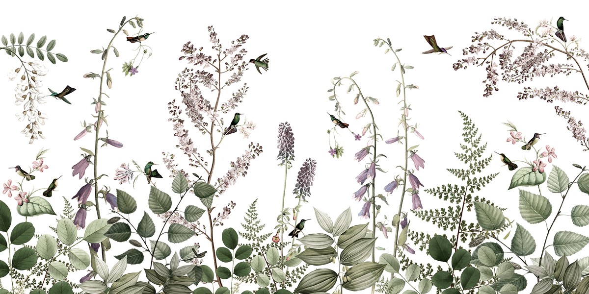 Hummingbird Hedge Ταπετσαρια Τοιχου Μοβ