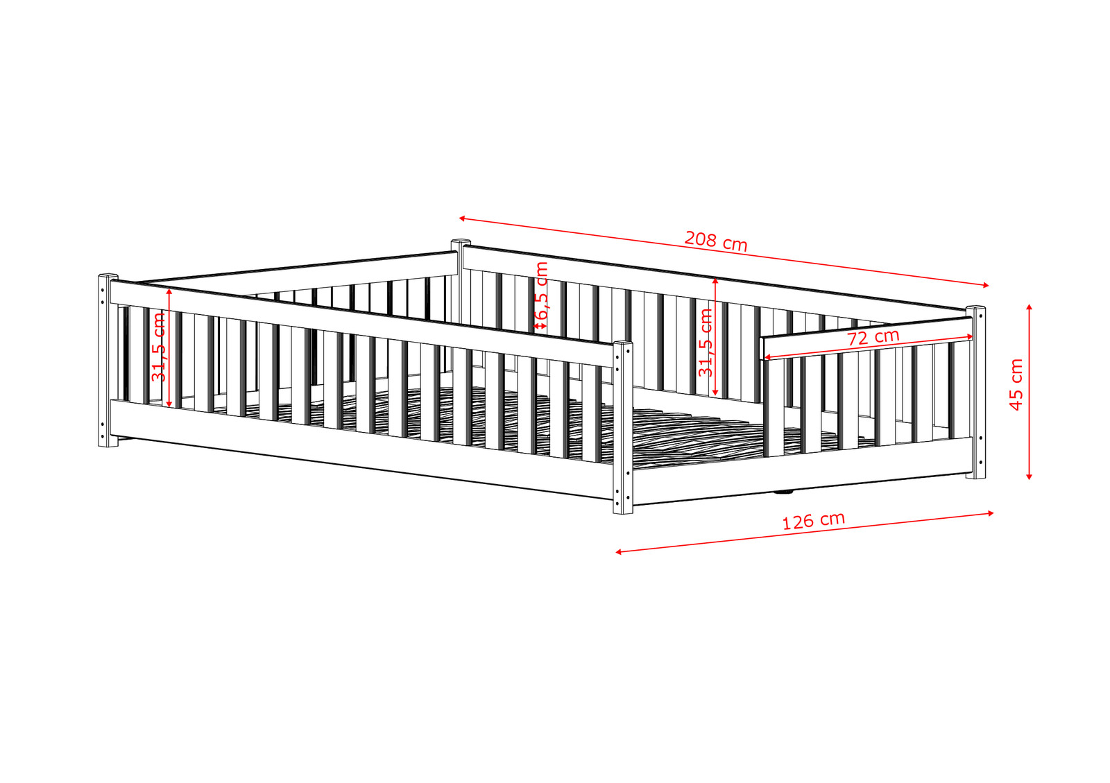 Ivy Ημίδιπλο Κρεβατι Montessori 120x200cm Διαφορα Χρωματα