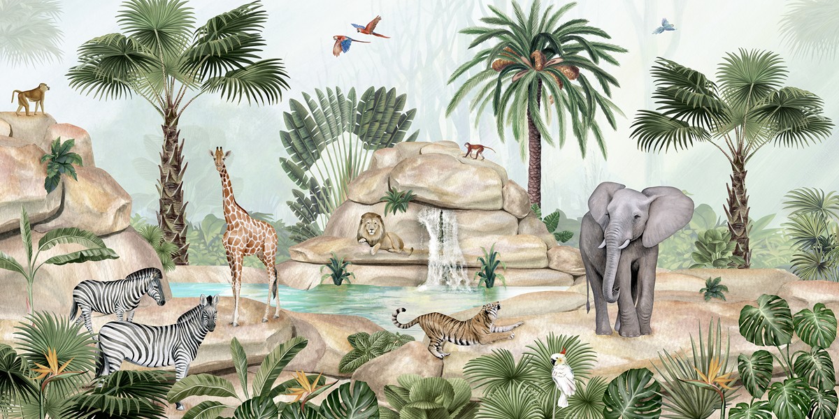 Jolly Jungle Ταπετσαρια Τοιχου Μπεζ