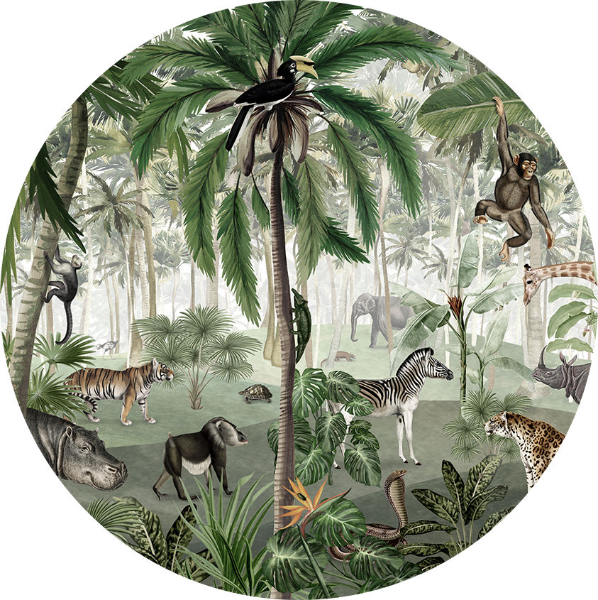 Jungle Lookbook Ταπετσαρια Τοιχου Πρασινο Στρογγυλη Διαφορα Μεγεθη 